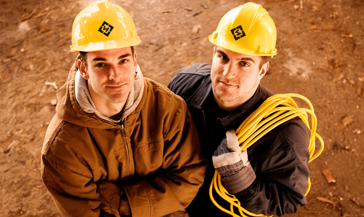 Workers with Labor Finders Hard hats