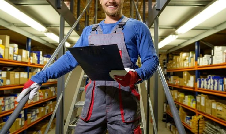Happy Warehouse Worker with a clipboard