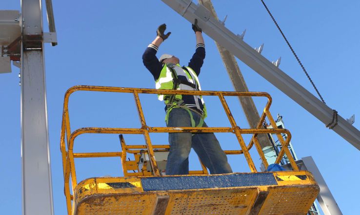 Construction worker on a scaffold