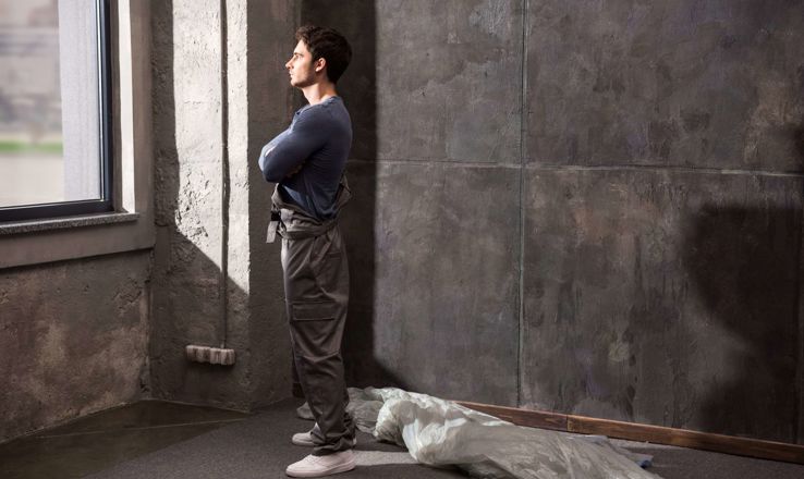 Depressed male worker